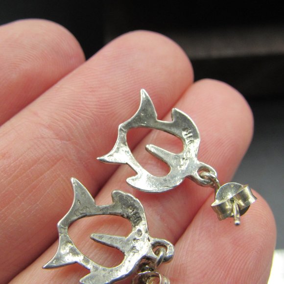 Sterling Turtle Rustic Animal Dangle Earrings - Picture 4 of 6